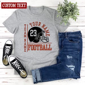 Camisa de futebol personalizada, nome do time personalizado, camisa de futebol com seu nome e número, camiseta do dia do jogo, camiseta combinando com o time de futebol