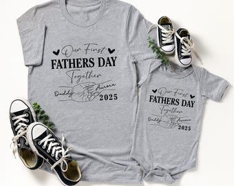 Personalized First Fathers Day Together Shirt, Our 1st Fathers Day Matching Shirts, Matching Father and Baby TShirt, Father's Day Gift