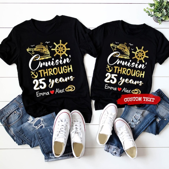 Personalized Couple Cruise Shirt, 25th Anniversary Cruise Shirt, Cruise Matching Couple, Cruise Anniversary Gift, Couple Cruise Trip Gift