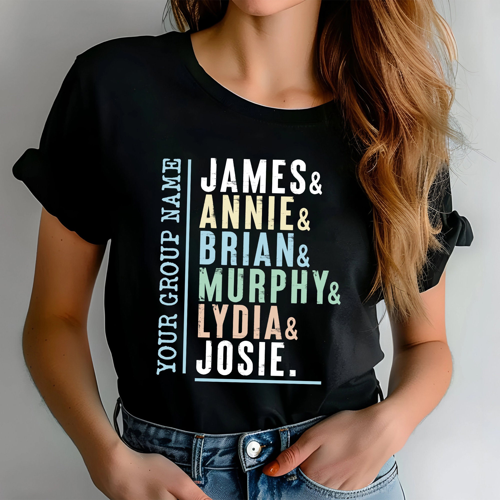Personalized Ampersand Names Shirt, Custom Name List Shirt, Team Name ...