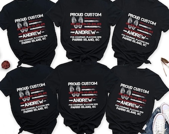 Personalized Military Bootcamp Graduation Shirt, Proud Family US Flag Shirts, Family Bootcamp Graduation Matching Tshirt, Military Grad Tee