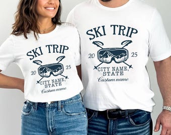 Personalized Ski Trip Cotton T-Shirt, Matching Group Tees