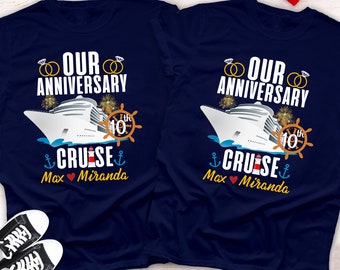Camiseta personalizada de aniversario de crucero, camiseta personalizada de aniversario de crucero, camiseta de aniversario de crucero por décimo aniversario, regalo para parejas de cruceros.