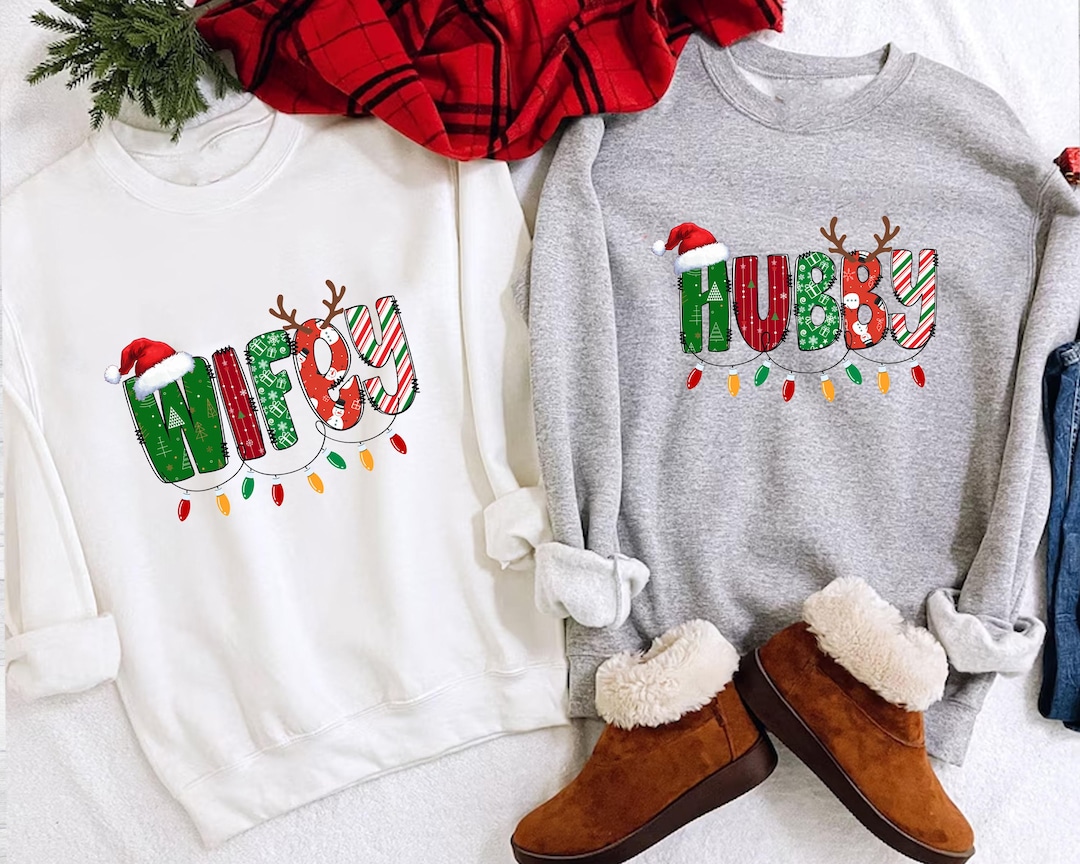Wifey Christmas, Hubby Christmas Sweatshirt, Wifey Hubby Christmas