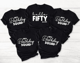Personalized Hello Fifty Shirt, Fifty Birthday Shirt, Custom Est 1975 Tshirt, 50th Birthday Gift Tee, Custom 50th Birthday Crew Shirt