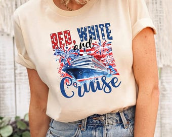 Camiseta roja, blanca y de crucero, camisetas para vacaciones en grupo, camiseta del equipo de cruceros del 4 de julio, camiseta patriótica de crucero, camisetas de crucero a juego