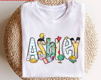 Personalized Back to School Girls Name Shirt, First Day of School Shirt, Kids Back To School Gift, Custom Kids Name Shirt, Son Daughter Gift