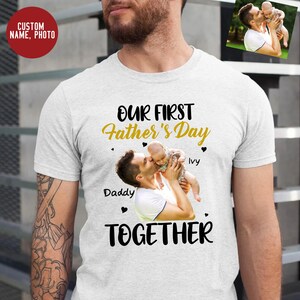 Personalized First Father&#39;s Day Matching Outfit, Custom DADDY Baby Photo Shirt, Father Day Photo Shirts, Fathers Day Gift, New Dad Gift