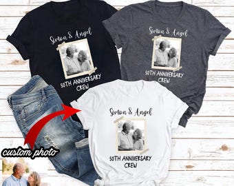 Personalized Anniversary Crew Shirts, Custom Photo Anniversary T-Shirts, Couple Matching Tees, Wedding Anniversary Crew Tshirt