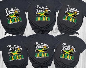 Camiseta personalizada del equipo de cumpleaños del rey de Jamaica, camiseta de la reina de Jamaica, camiseta de cumpleaños de Jamaica, camiseta a juego para grupos de cumpleaños