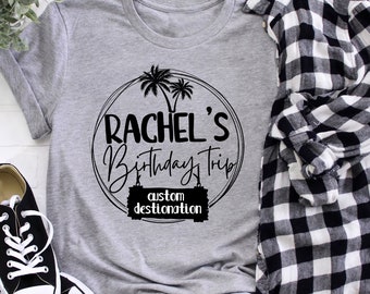 Camisetas personalizadas para viajes de cumpleaños, camisetas personalizadas para fiestas de cumpleaños en la playa, camisetas de viaje para cumpleaños, camisetas de viaje para chicas, camisetas a juego para vacaciones de chicas