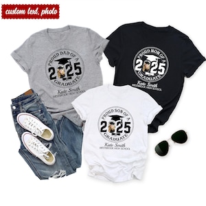 Personalized Graduation Family Matching 2025 Shirt, Custom Photo Graduation, Senior Picture Tee, Class of 2025 Family Graduation, Proud Crew