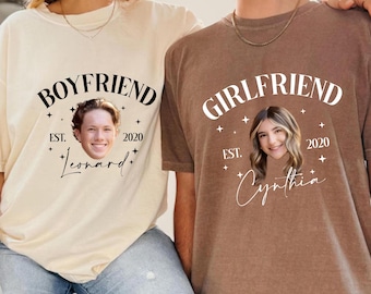 Personalized Girlfriend Boyfriend Photo Shirt, Couple Photo T-shirt, Valentine's Day Gift, Vintage Couple Picture Shirt, Gift for Couple