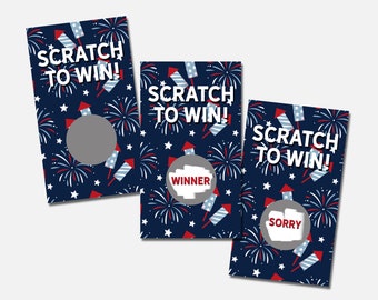 4th of July raffle cards, 4th of July party game, Firework themed party, scratch off raffle cards, 4th of July scrach off cards