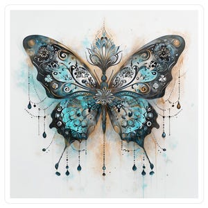Schmetterling Mandala Vinyl Kiss-Cut Aufkleber, Bunte Aufkleber für Laptop, Wasserflasche, Notebook, Scrapbook, Dekor