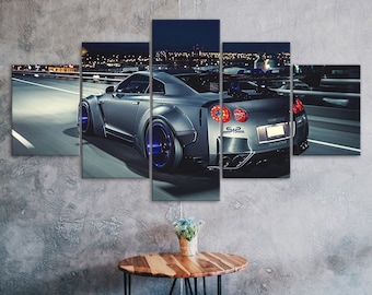 Nissan Skyline Car Canvas 5 Piece Five Panel Print Modern Wall Art Poster Picture Home Decor Gift For Him For Her