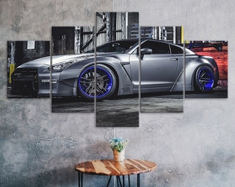Nissan Skyline Sports Car 5 Piece Canvas Wall Art Multi Panel Print Modern Poster Home Decor Picture Gift For Him For Her