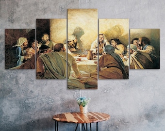 Jesus Abendmahl 5 Stück 5 Stück Fünf Panel Wand Leinwanddruck moderne Kunst Poster Bild Home Dekor Geschenk für Ihn für Sie