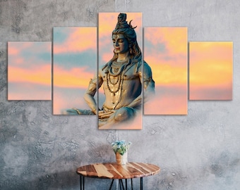 Lord Shiva 5 Stück Leinwand KunstDruck Hindu Spirituell Gott Fünf Panel Druck moderne Kunst Poster Home Dekor Bild Geschenk für Ihn für Sie