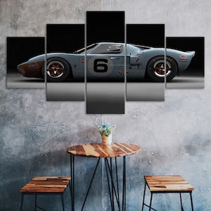 Ford GT40 Sports Car 5 Piece Canvas Wall Art Multi Panel Print Auto Moto Fans Room Poster Home Decor Picture Gift For Him For Her
