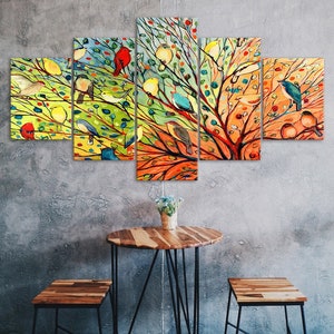 albero astratto gruppo natura tela 5 pezzo cinque pannelli stampa da parete moderna poster immagine home decor regalo per lui per lei