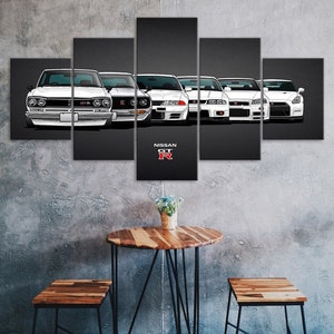Nissan Skyline Evolution Car Canvas 5 Piece Five Panel Print Modern Wall Art Poster Picture Home Decor Gift For Him For Her
