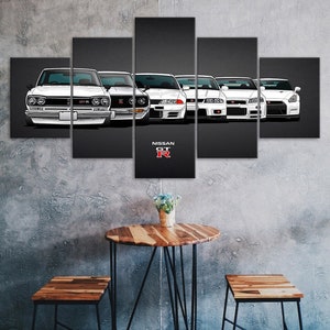 Nissan skyline evolução lona do carro 5 peça cinco painéis impressão moderna arte da parede cartaz imagem decoração de casa presente para ele para ela