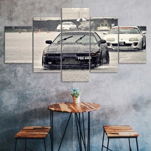 Toyota Supra MK3 Drift Cars Canvas 5 Piece Five Panel Print Modern Wall Art Poster Picture Home Decor Gift For Him For Her