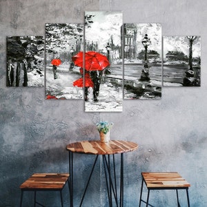 Abstraktes Paar gehend Gemälde 5 Stück Fünf Panel Leinwanddruck Bild moderne Wand Kunst Poster Home Dekor Geschenk für Ihn für Sie