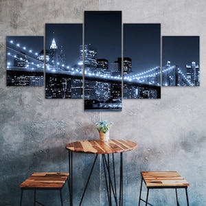 New York Brooklyn Bridge 5 Stück Leinwand Kunst Multi Panel Druck moderne Stadt Poster Home Dekor Bild Geschenk für Ihn für Sie