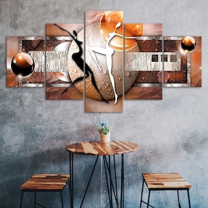 Colourful Figure Ball Dance Abstract Art 5 Piece Five Panel Wall Canvas Print Modern Poster Picture Home Decor Gift For Him For Her