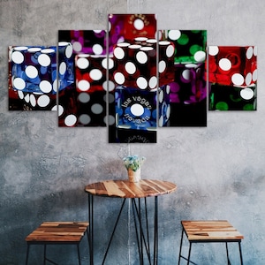 Casino Dices Spel Las Vegas Gambling Scene 5 Delige Vijf paneel Muur Canvas Print Moderne Kunst Poster Foto Home Decor Cadeau voor hem voor haar