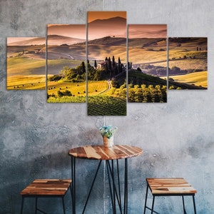 Italy Tuscany Nature Landscape 5 Piece Five Panel Canvas Print Modern Wall Art Poster Home Decor Gift For Him For Her