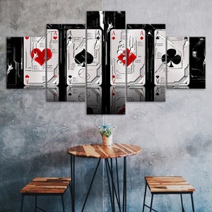 Carte da poker Assi Quattro di un tipo 5 pezzi cinque pannelli tela stampa moderna arte murale poster Home Decor regalo per lui per lei