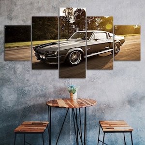 Ford Mustang Luxury Sports Car 5 Piece Canvas Wall Art Multi Panel Print Auto Fan Room Poster Home Decor Picture Gift For Him For Her