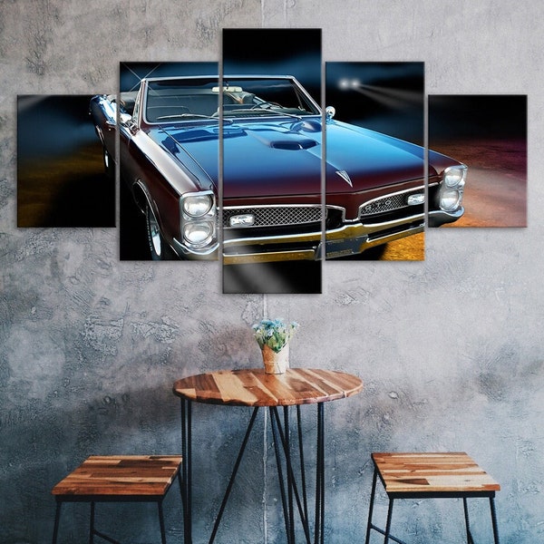 Pontiac GTO 1967 Luxury Car Canvas 5 Piece Five Panel Print Modern Wall Art Poster Picture Home Decor Gift For Him For Her