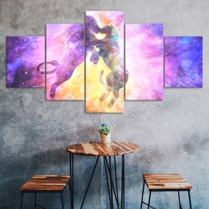 Abstrakter Löwe Liebhaber Paar Kosmos Universum Mystische Ansicht 5 Stück fünf Panel Wand LeinwandDruck moderne Kunst Poster Home Decor Geschenk für Ihn Sie