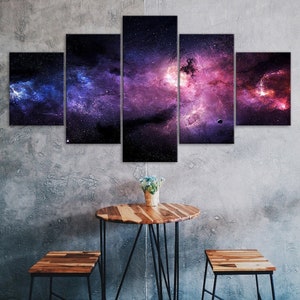 Space Cosmos Sternenhimmel Nebel Motiv 5 Stück Fünf Panel Wand Leinwand Druck moderne Kunst Poster Bild Home Decor Geschenk für Ihn Sie