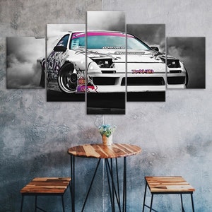 Japanese Mazda Drift Car Canvas 5 Piece Five Panel Print Modern Wall Art Poster Picture Home Decor Gift For Him For Her