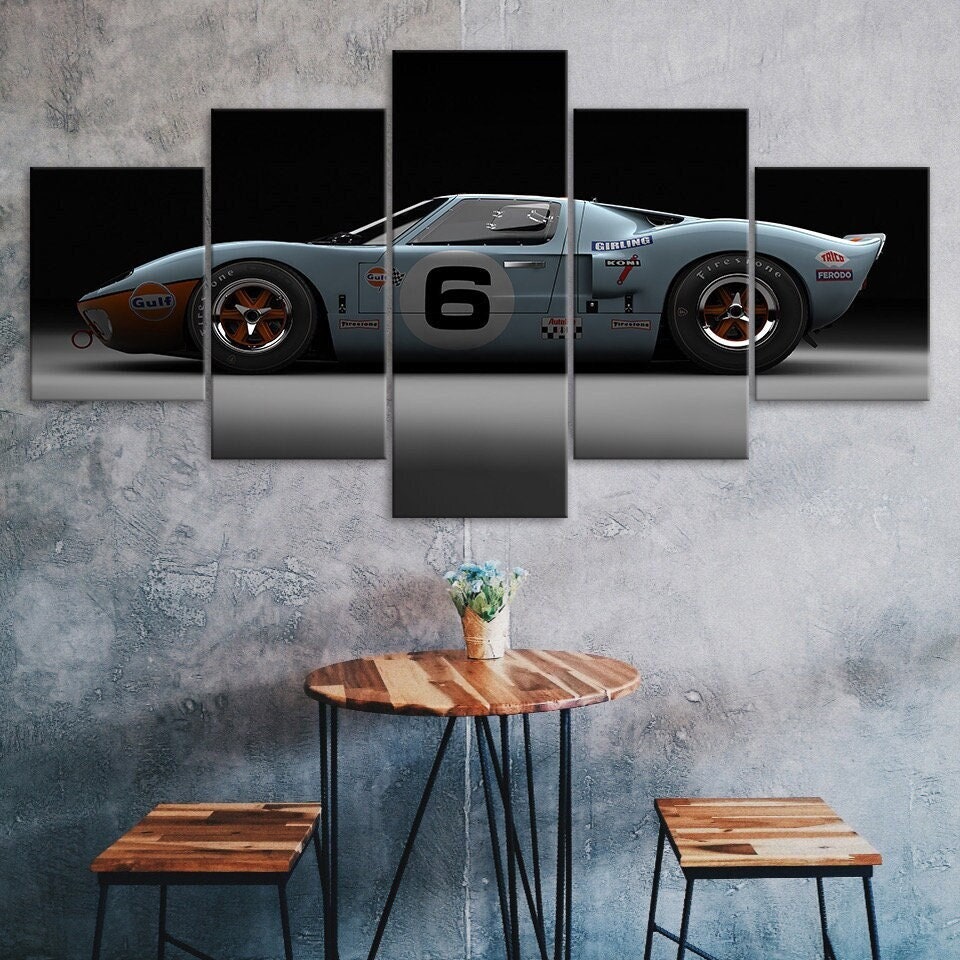 Side Table Super Car GT40 Garage Gifts for Men Round Wood End Table 