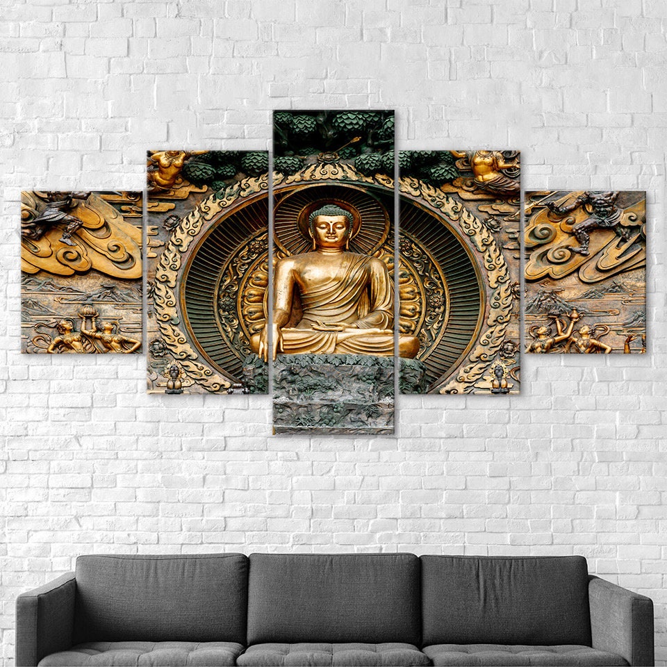 Buddha Statue Sculpture Canvas 5 Piece Wall Print Five Panel - Etsy