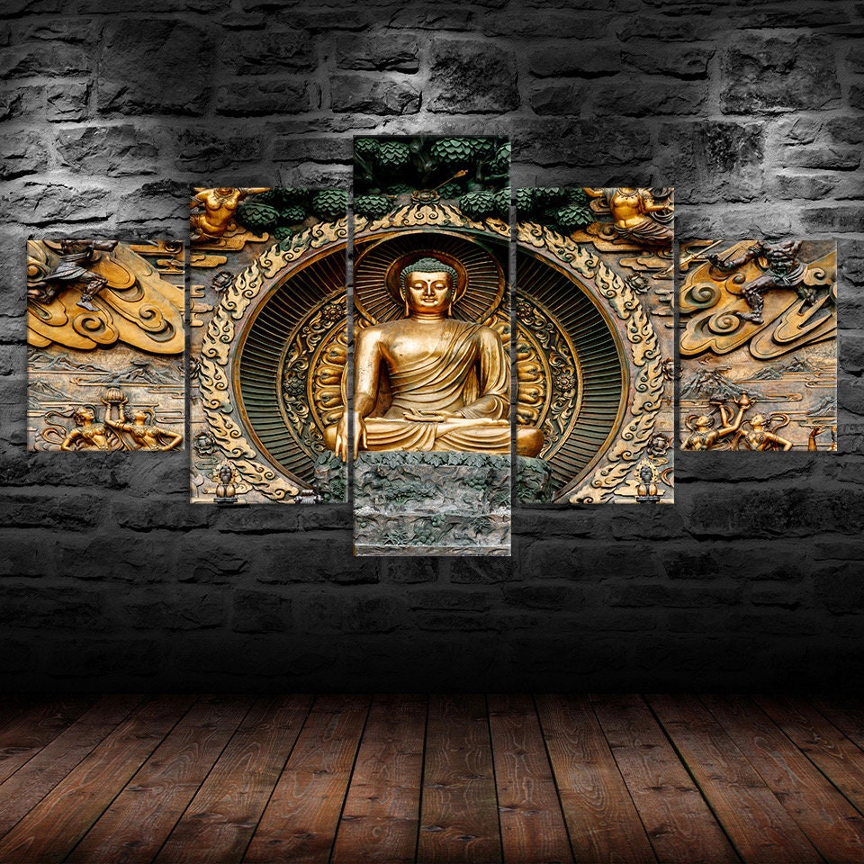 Buddha Statue Sculpture Canvas 5 Piece Wall Print Five Panel - Etsy
