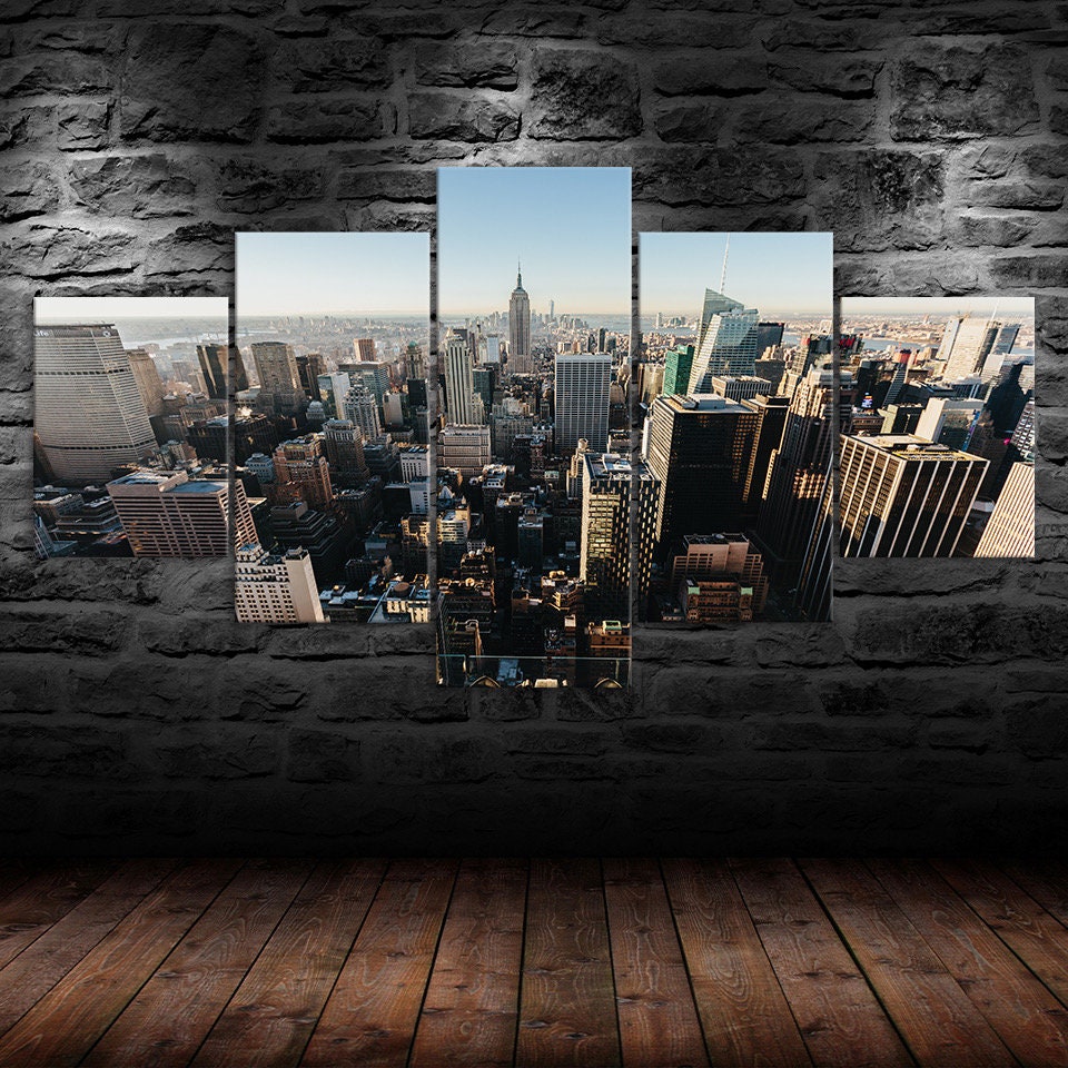 New York Skyline Empire State Building Skyline 5 Piece Five Panel Wall ...