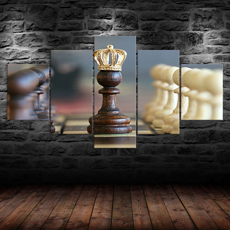 Chess Board Game 5 Piece Five Panel Wall Canvas Print Modern - Etsy