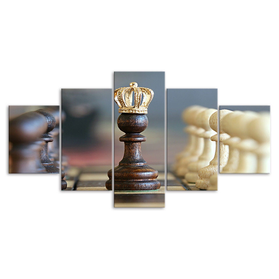 Chess Board Game 5 Piece Five Panel Wall Canvas Print Modern - Etsy