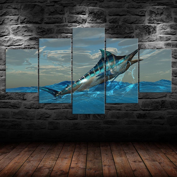 大西洋セイルフィッシュ ブルーマーリン 魚 ジャンプ 海 5ピース 5