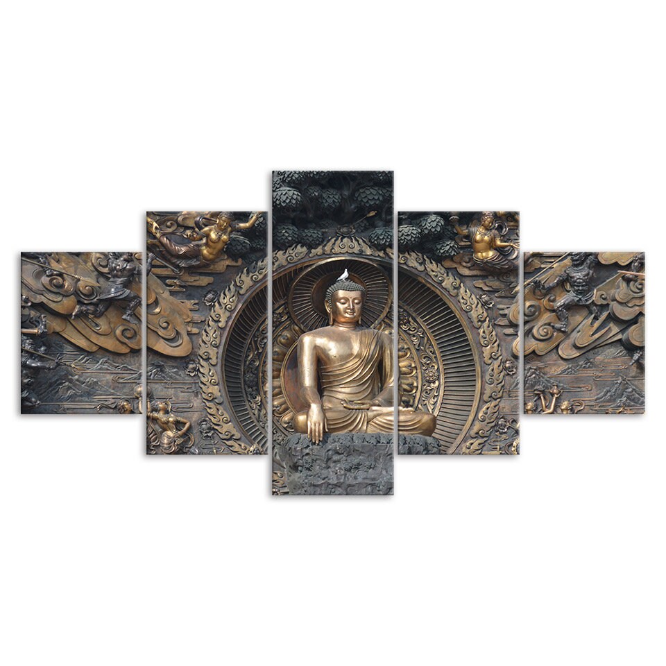 Buddha Statue Sculpture 5 Piece Five Panel Wall Canvas Print - Etsy