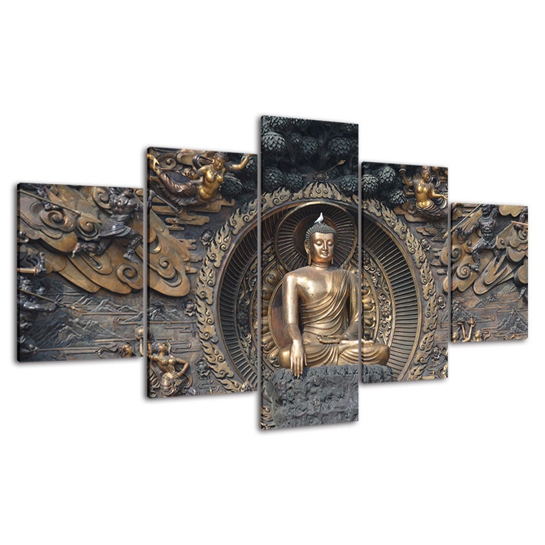 Buddha Statue Sculpture 5 Piece Five Panel Wall Canvas Print - Etsy