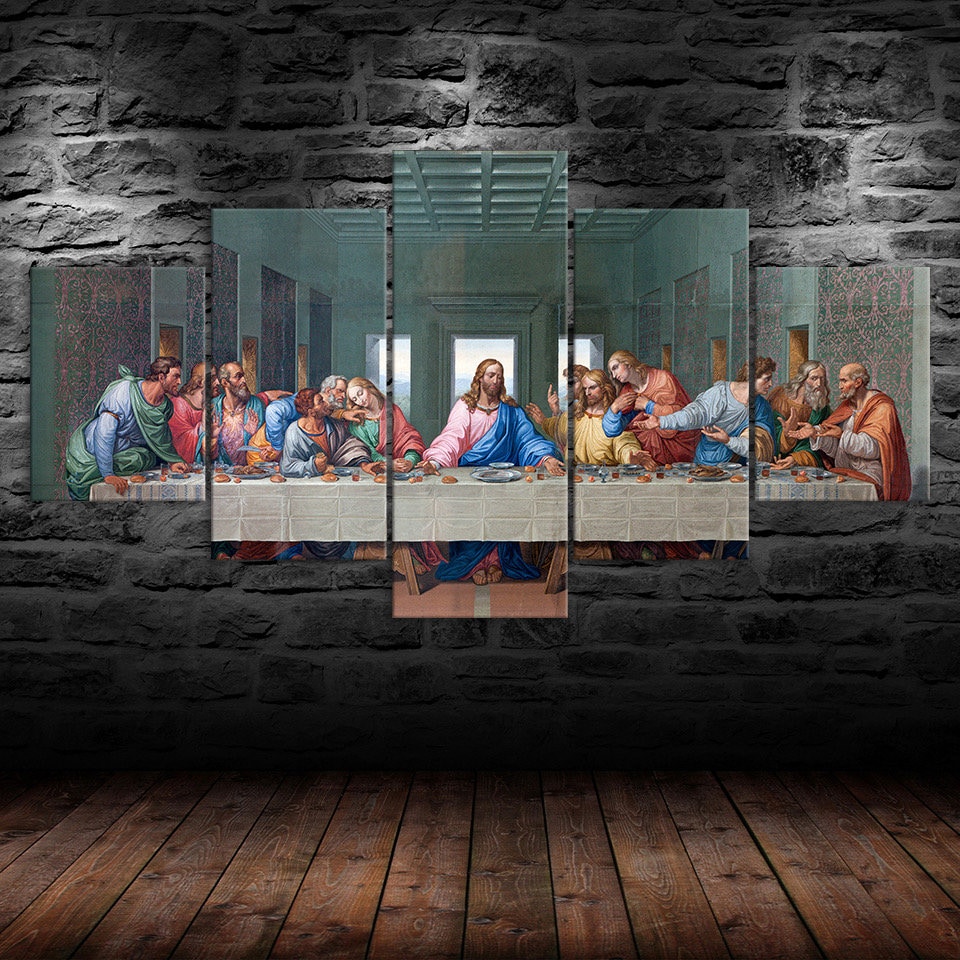 The Last Supper of Jesus Christ 5 Piece Five Panel Wall Canvas Print ...