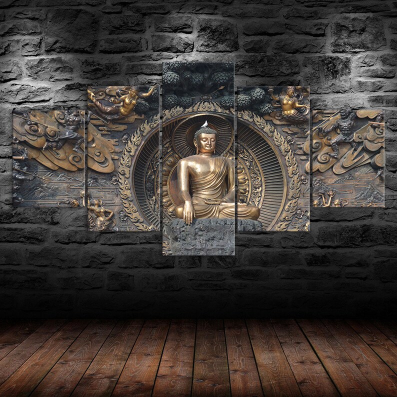 Buddha Statue Sculpture 5 Piece Five Panel Wall Canvas Print - Etsy